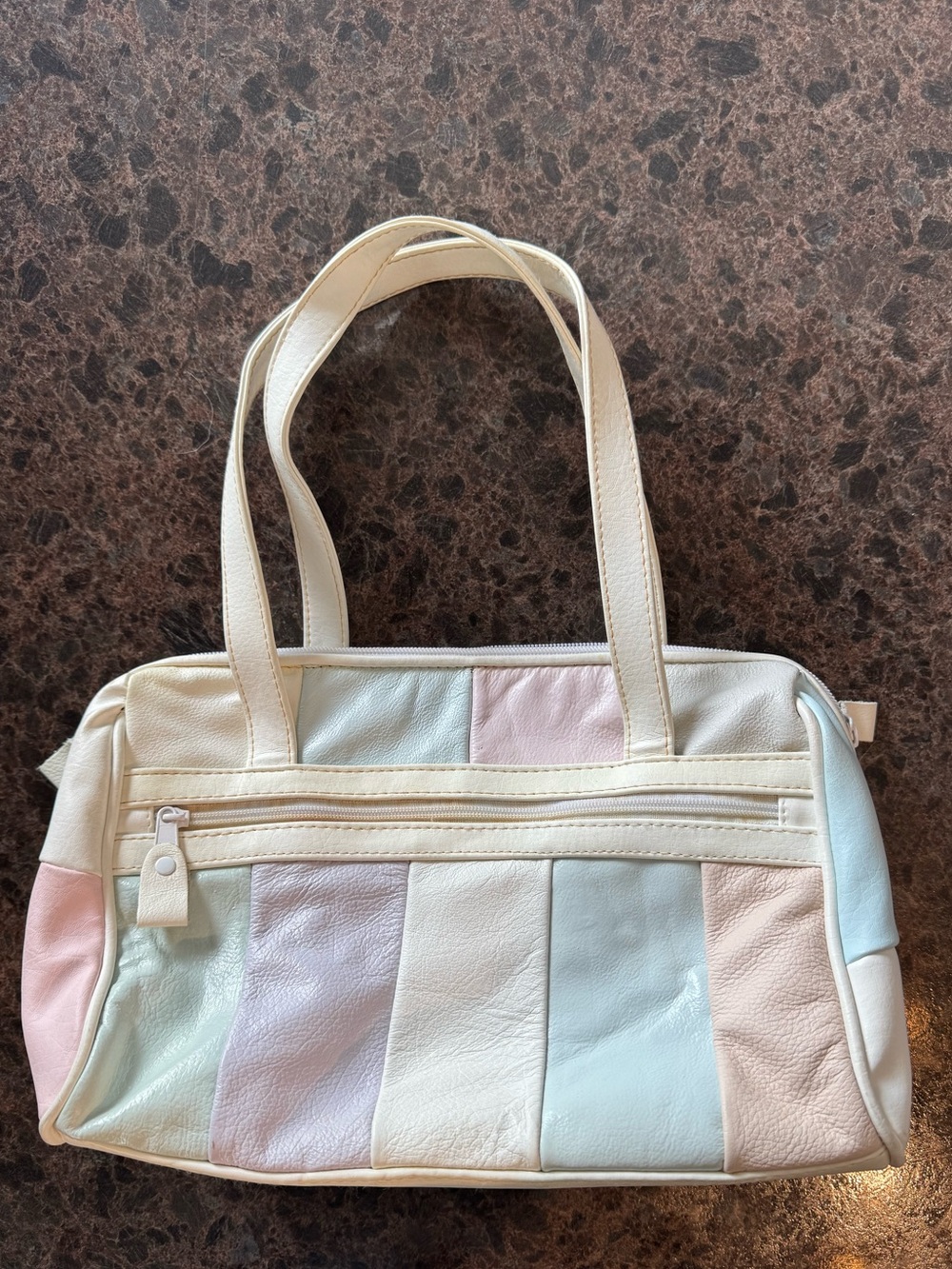 Women's Vintage Pastel Patchwork Shoulder Bag - Cream and Multicolor